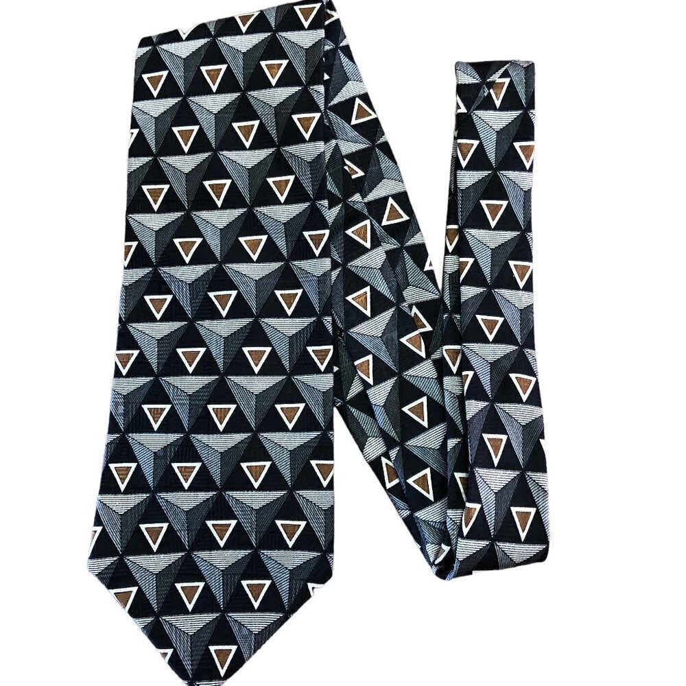 Robert Cellini Linea Uomo Mens Tie Geometric Art Deco 100% Silk USA Necktie